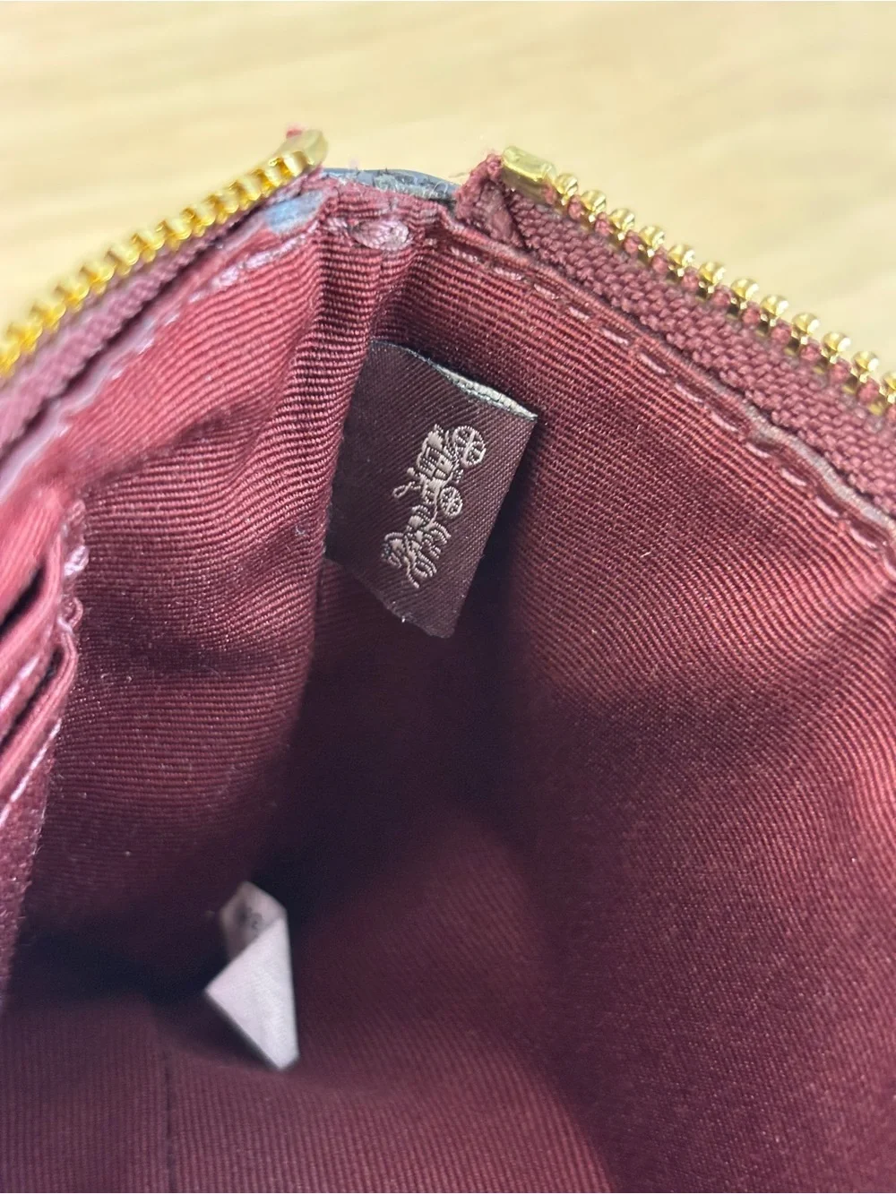 Coach Signature Embossed Leather Wristlet - Wine LIKE NEW!